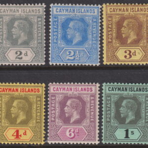 CAYMAN ISLANDS - 1912 Set to 1/- 'BLACK/GREEN'  SG 43/48 MLH Cv £24 [F0793]