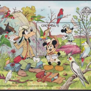 DISNEY - Grenada - 1988 'SYDPEX - Mickey & Minnie with Rainbow Lorikeets' Miniature Sheet MNH [F0915]