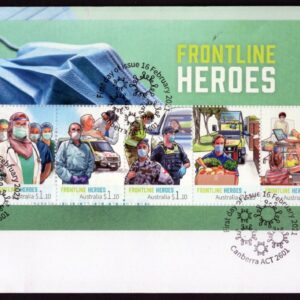 AUSTRALIA - 2021 'FRONTLINE HEROES' Miniature Sheet First Day Cover [F1034]