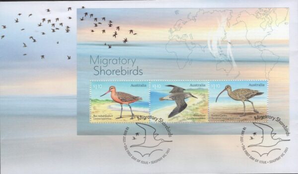AUSTRALIA - 2021 'MIGRATORY SHOREBIRDS' Miniature Sheet First Day Cover [F1047]