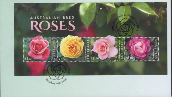 AUSTRALIA - 2022 'AUSTRALIAN BRED ROSES' Miniature Sheet First Day Cover [F1072]
