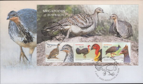 AUSTRALIA - 2022 'MEGAPODES OF AUSTRALIA' Miniature Sheet First Day Cover [F1090]