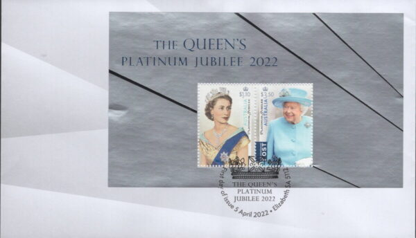 AUSTRALIA - 2022 'QUEEN'S PLATINUM JUBILEE' Miniature Sheet First Day Cover [F1101]
