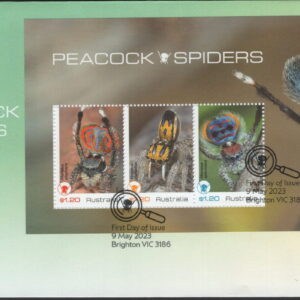 AUSTRALIA - 2023 'PEACOCK SPIDERS' Miniature Sheet First Day Cover [F1452]