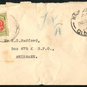 AUSTRALIA - 1951 Solo 4d POSTAGE DUE 'GREEN & RED' on Cover [A9052]