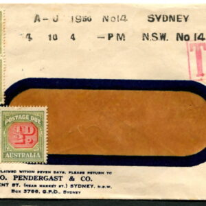 AUSTRALIA - 1950 1d POSTAGE DUE 'GREEN & RED' (Taxed 3d) on Cover [A9066]