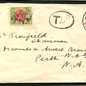 AUSTRALIA - 1941 4d POSTAGE DUE 'GREEN & RED' on Cover [A9067]
