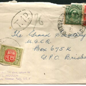 AUSTRALIA - 1951 1d POSTAGE DUE 'GREEN & RED' on Cover [A9077]