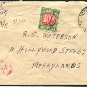 AUSTRALIA - 1962 10d POSTAGE DUE 'GREEN & RED' on Cover [A9080]