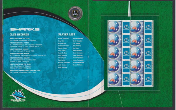 AUSTRALIA - 2007 'NRL CRONULLA SHARKS' Presentation Folder w Medalion MINT [F0984]
