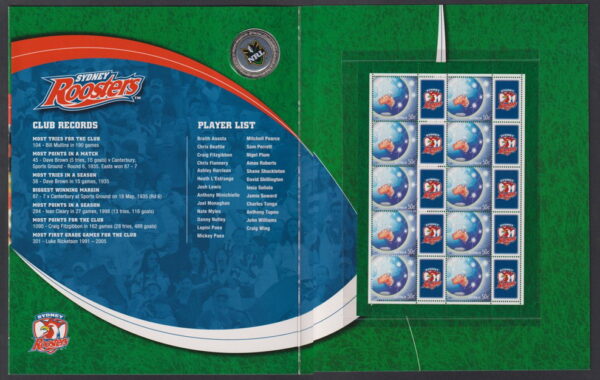 AUSTRALIA - 2007 'NRL SYDNEY ROOSTERS' Presentation Folder w Medalion MINT [F0986]